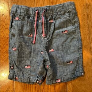 Gymboree Chambray Shorts with Flag Embroidery - Blue & Red